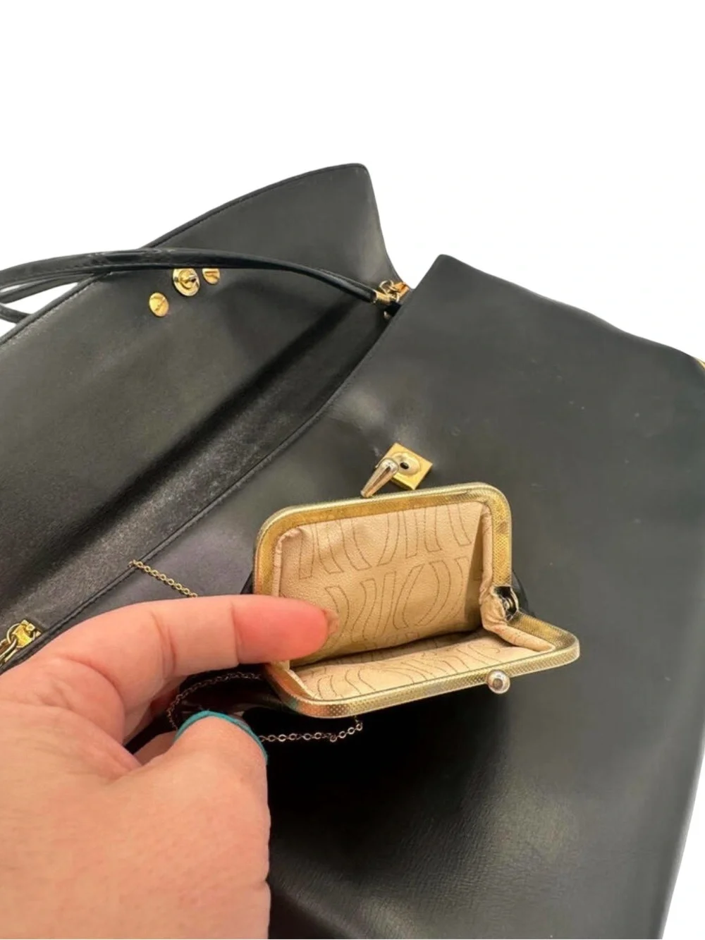 Christian Dior Leather Shoulder Bag CD Logo Plate/Black, GUC